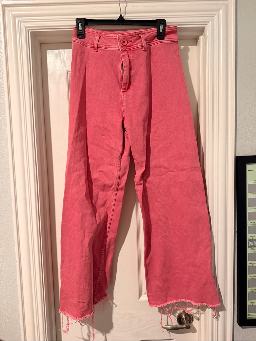 Wide Leg Pink Women's Jeans - Flared Hem